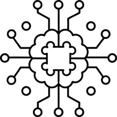AI brain circuit Vector Line art AI Brain as Central Processor in Network Diagram