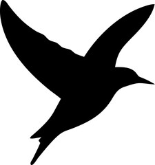 Silhouette illustration of a bird soaring through the sky creating a simple yet elegant nature inspired design element for various creative projects