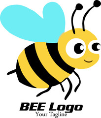 Modern professional bee logo vector design, bee silhouette cut out vector sticker with Simple Geometric Design of bee emblem design Mascot Creative Design