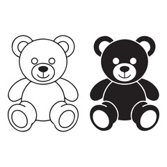 Black and white teddy bear icons