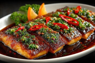 Sichuan-style red wine-braised carp