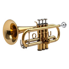 Obraz premium Brass piccolo trumpet with intricate valve details isolated transparency background, shiny musical instrument with reflective