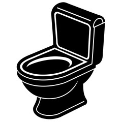 Simple black silhouette icon of a modern toilet bowl