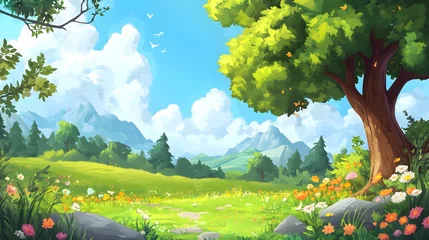 Rolgordijnen Kinderkamer Enchanting Giant Fantasy Cartoon Nature Background Outdoors for Creative Projects  © Mitchel