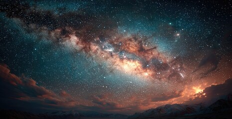 Fototapeta premium Starry night sky and Milky Way