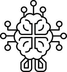 AI brain circuit Vector Line art Robotic Brain with Embedded CPU Icon