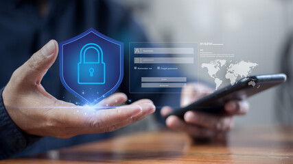 Cyber security system uses firewall, shield, lock, and anti-virus technology to guard network, protect datum, ensure privacy, prevent hack, and maintain identification safety