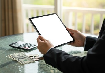 Businessman Using Tablet Device – Close-up Mockup
