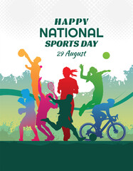 national sports day vector illustration , national sports day celebration background, sports silhouettes vector.
