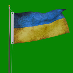 Ukranian Flag isolated on green background