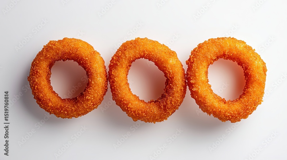 Aufkleber a simple composition featuring three onion rings arranged on a plain background, with no additional 