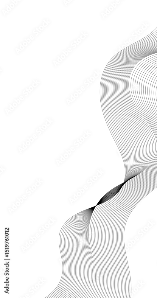 Poster abstract grey wave on vertical white background vector illustration line design template for busines
