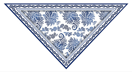 Abstract paisley shawl triangle border pattern background illustration.	