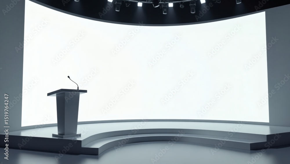 Aufkleber a modern stage with a podium and a large blank screen