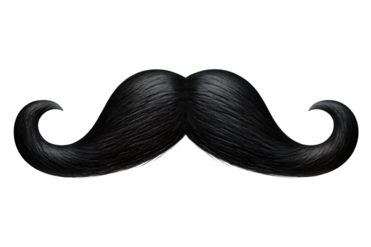   black curly mustache beard isolated on white background PNG 
