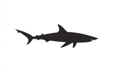 Fototapeta premium Shark silhouette emerging from bottom corner on clean white background