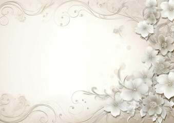 Elegant White Floral Design Wedding Invitation Background, Beige Texture, Paper Texture, Floral Wallpaper, Romantic Design
