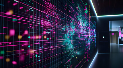 Abstract Digital Data Visualization Wall Display