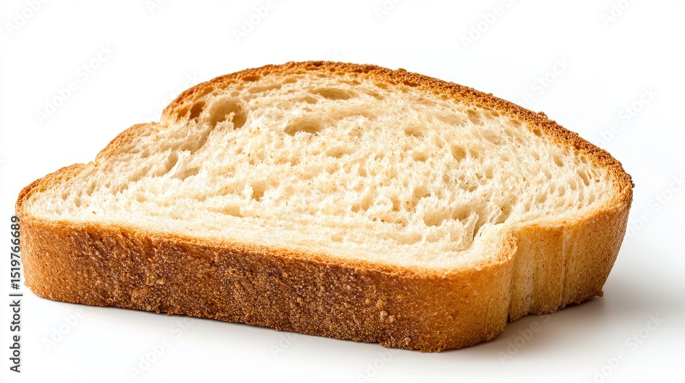 Poster close-up of a single bread slice with a visible crumb structure, isolated on a white clean backgroun