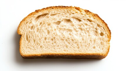 Close-up of a single bread slice with a visible crumb structure, isolated on a white clean background. 
