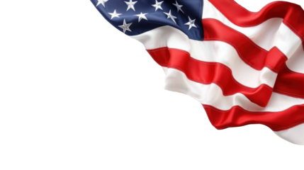 American Flag Waving on Transparent Background