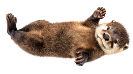 Playful otter rolling in water wildlife sanctuary animal photography natural habitat close-up fun and joy