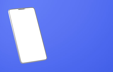 3D素材_スマートフォン_シルバー_青