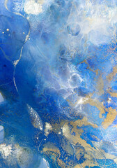 Watercolor alcohol ink background Marble splash fluid  abstract art luxury gold