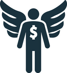 Business angel investing in startup company with wings flying