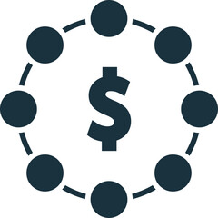 Crowdfunding, sharing economy and multi level marketing concept icon