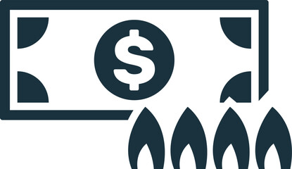 Burning money representing financial loss and inflation