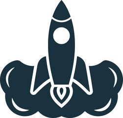 Rocket launch starting up leaving smoke trail business startup concept