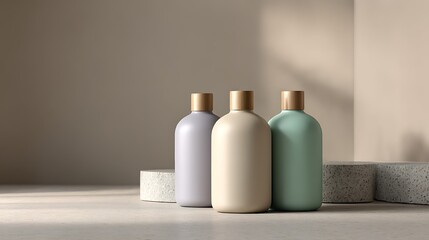 ナチュラルカラーのスキンケアボトルセット