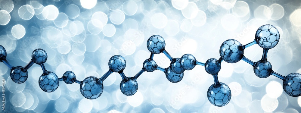 Poster abstract image of a molecule chain against a soft, bokeh background