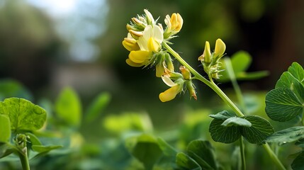 艶やかな葉と繊細な黄色の小花