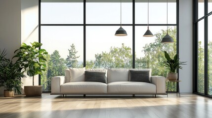 Modern Living Room with Panoramic View