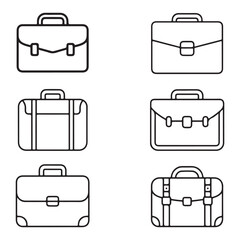 Black Briefcase Icons Set, Outline Briefcase Icons Set for Business, 