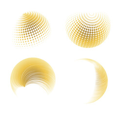 Contemporary set of halftone rounded 3d figures.