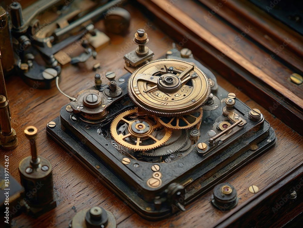Poster detailed close-up of intricate clockwork mechanism