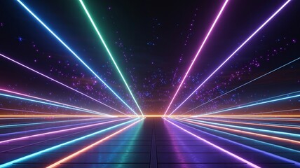 abstract background with glowing neon lines rays