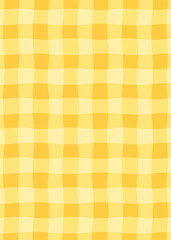 Petite yellow gingham pattern. Mediterranean design template for postcard, poster, flyer, banner, cover. Flat style.
