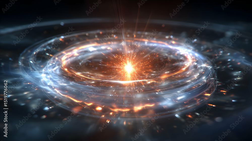Poster cosmic ignition abstract rendering showcasing swirling energy and light with mesmerizing detail