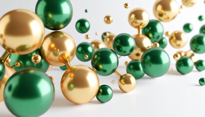 gold & green Molecules or Atoms are soft background