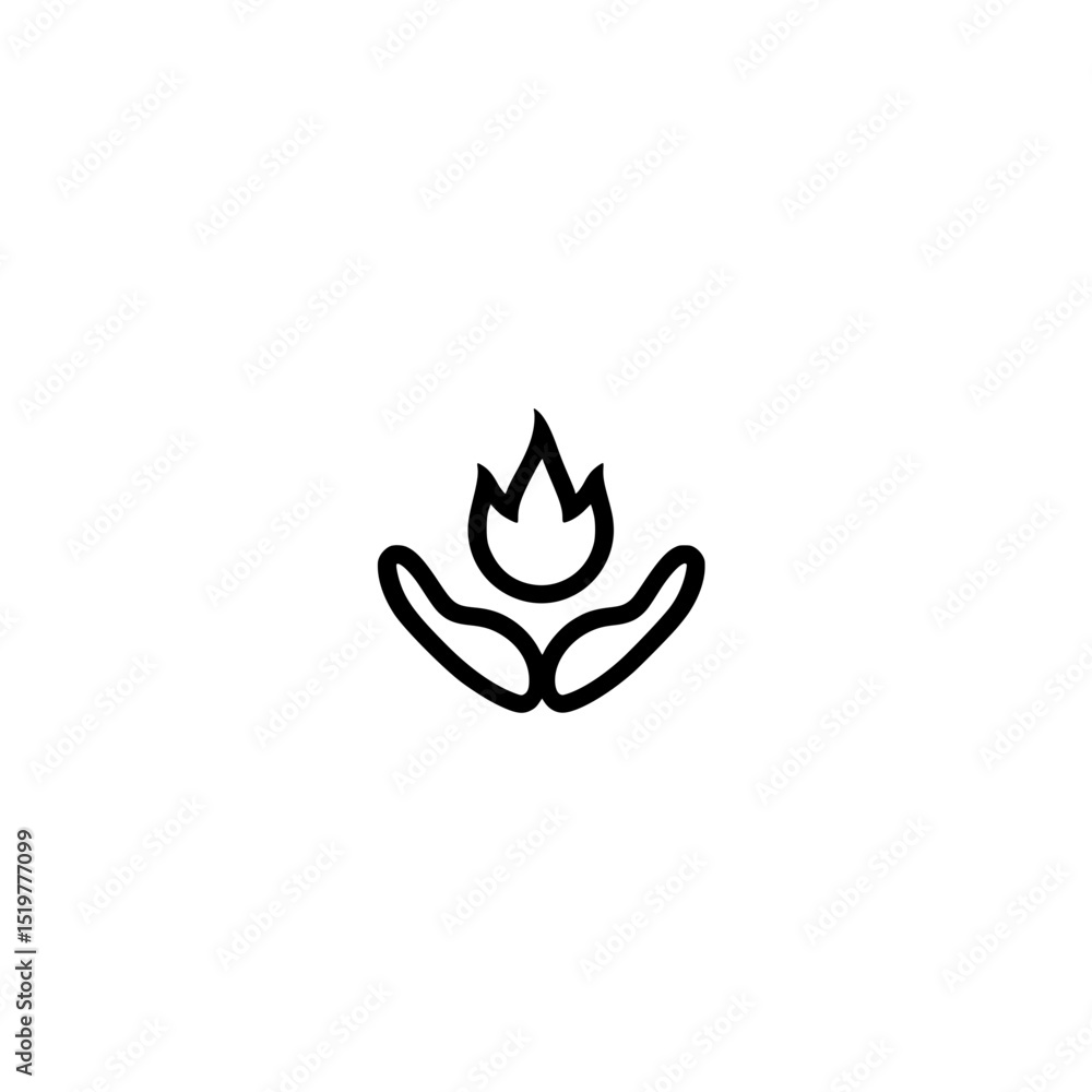 Poster vector icon showing a flame resting on an open human palm