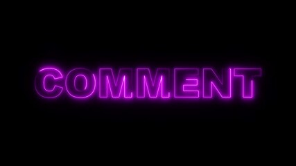 Comment text icon bright purple color animation. Neon comment text animation on black background for social media engagement, online interaction, and digital content. - Powered by Adobe