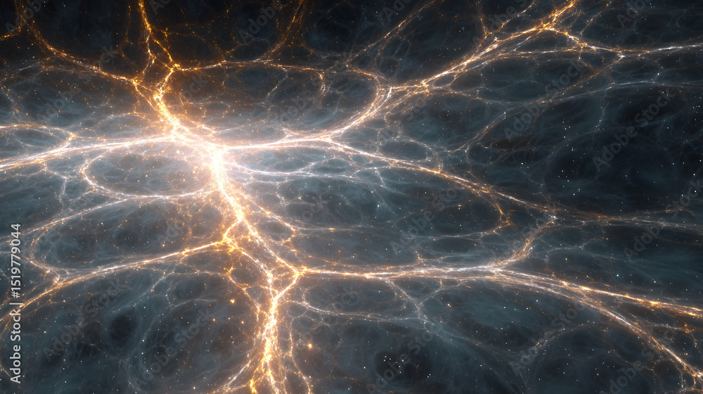 Poster cosmic tapestry of light and shadow abstract representation of interconnected neural pathways glowin