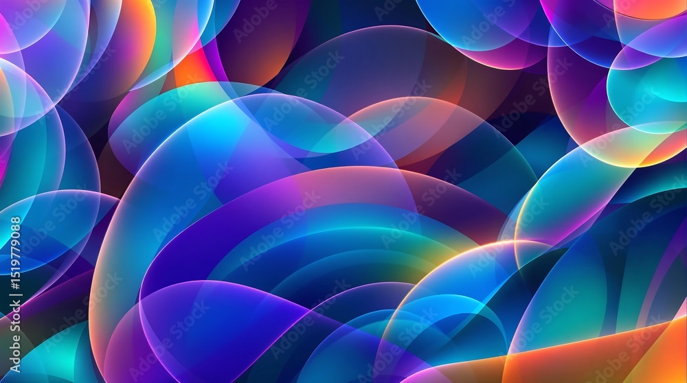 Poster abstract colorful background featuring layered iridescent shapes and organic forms for creative desi