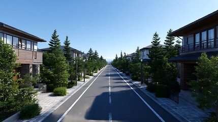 整然とした美しい住宅街の通り