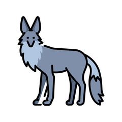 Maned Wolf  color flat icon for digital and print projects. South american animals.