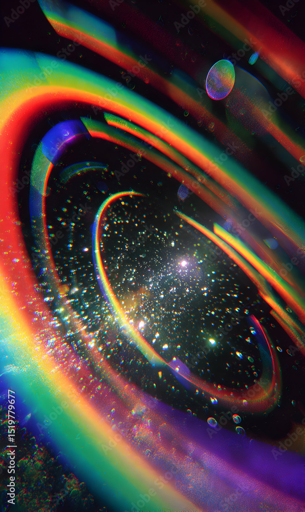Poster cosmic illusion swirling colors and starlight creating a vibrant abstract representation of the univ